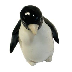 Ceramic Penguin Figurine Cute Miniature Home Decor Black Penguin Statue 3.5 inch